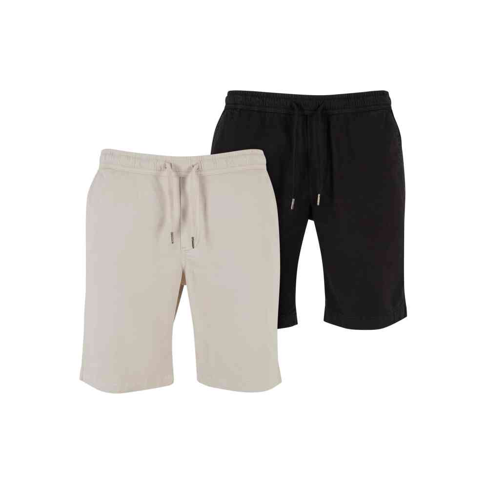 Urban Classics - Stretch Twill Joggshorts 2Pack Korte broek - Grijs/Zwart